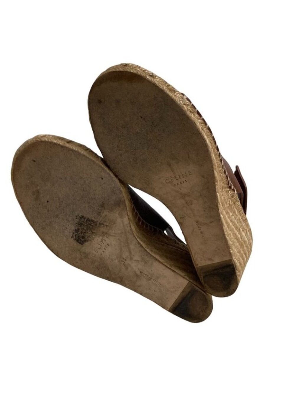 Celine Fibie Period Espadrilles Open Toe Leather Sandals Size 35 - Picture 6 of 8